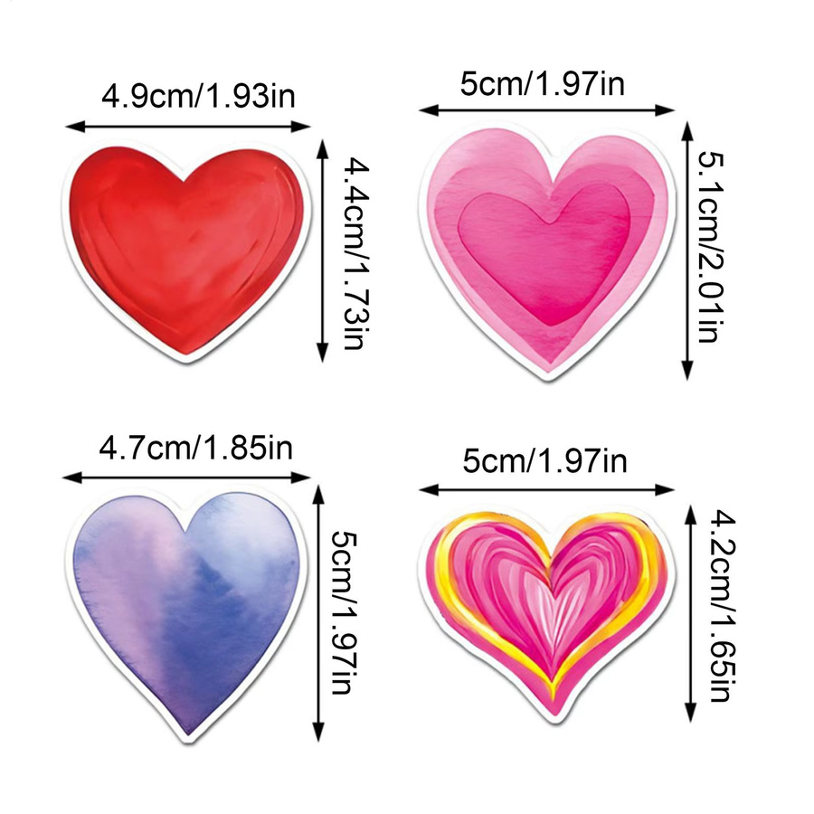 45 Stück selbstklebende Herz-Aufkleber für Kinder in Multicolour, matt und geometrisch für die Dekoration von Lehrbüchern, Federmäppchen und Wasserbechern - Bild 3