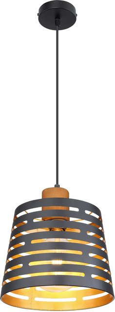 Hängeleuchte ABLONA von Globo Lighting in Schwarz und Holz mit E27 Fassung - Bild 1
