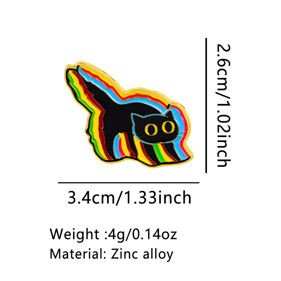 Ramulus Anstecknadel, schwarze Katzen-Emaille, Messing, Unisex - Bild 2