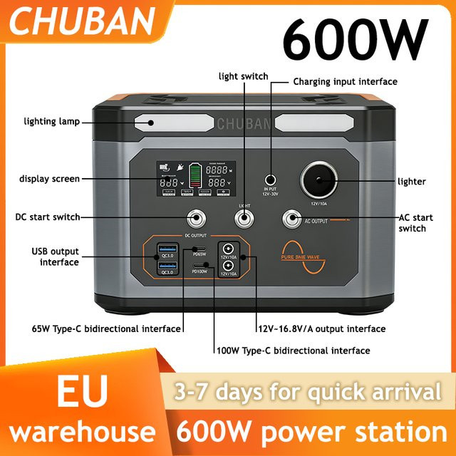 CHUBAN Tragbare Solarstation Powerstation 310Wh Solargenerator mit 600W (1200W Spitze) als Energiespeicher und Notstromversorgung - Bild 1