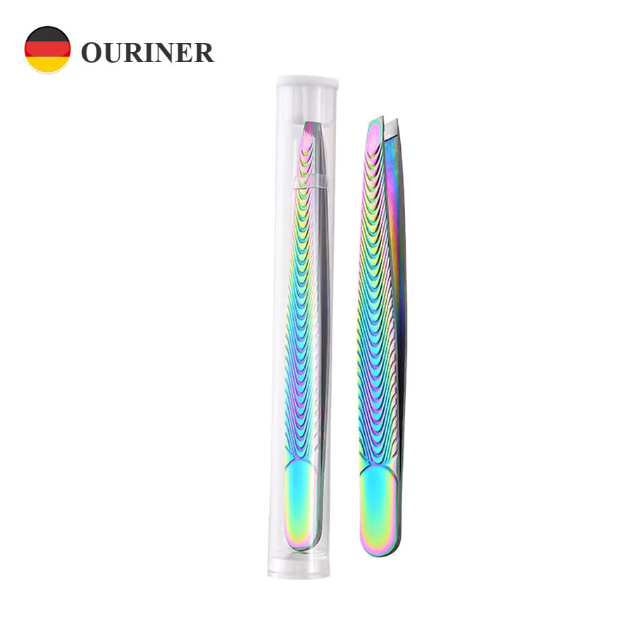 Ouriner Augenbrauenpinzette, Edelstahl, Regenbogen, Unisex - Bild 2