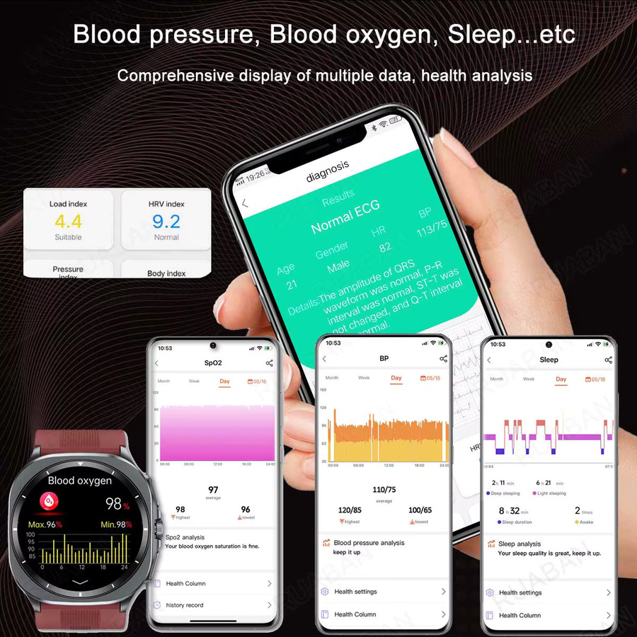MTIMENX Smartwatch, EKG, Schwarz, Silikon, Herren, Wasserdicht - Bild 5