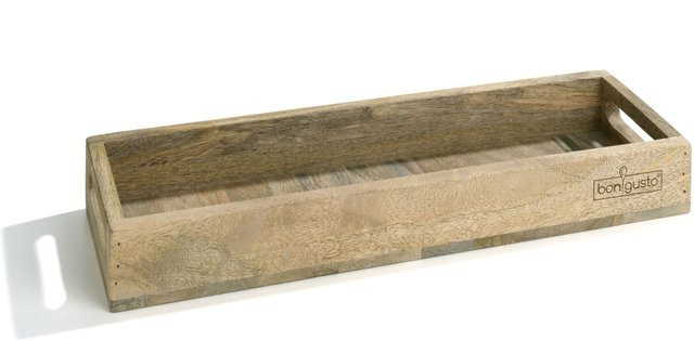 Bongusto Tablett aus Holz in Braun, rechteckig, B/T/H: 48,0 x 15,0 x 6,0 cm - Bild 1