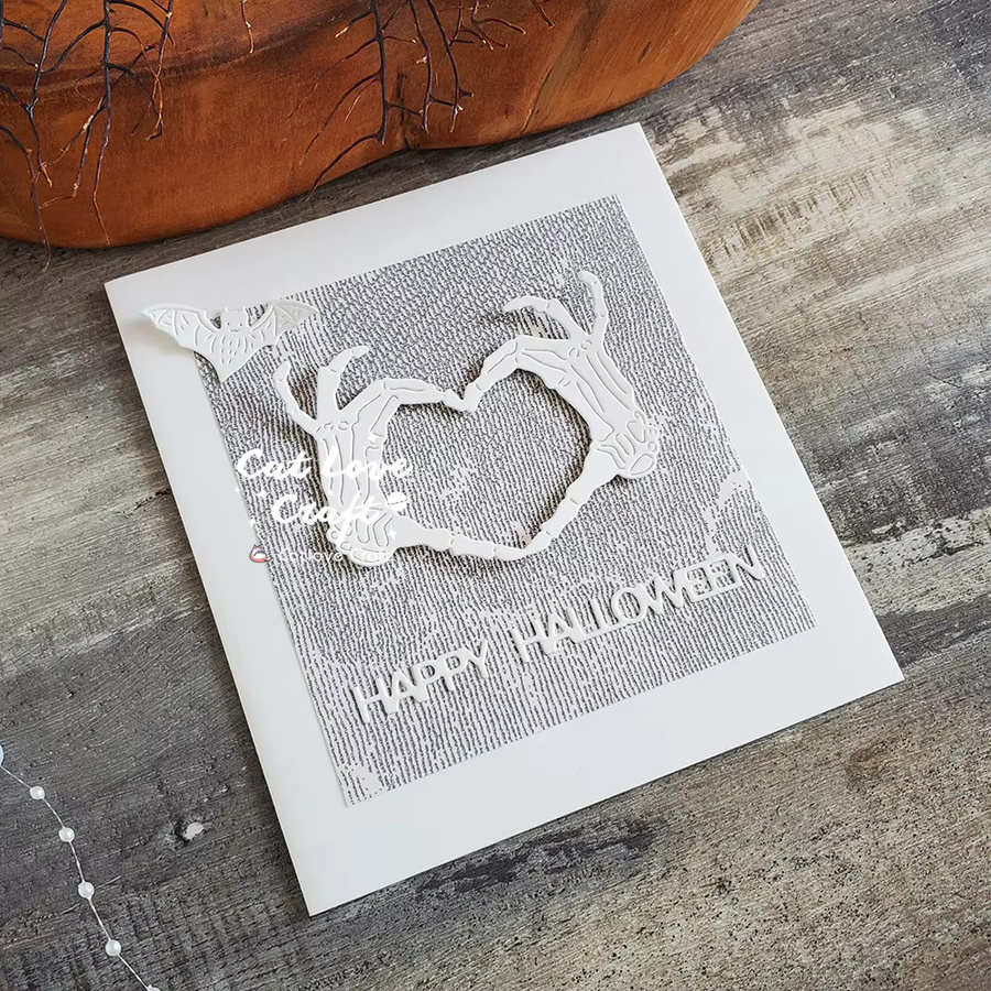 Catlove Halloween Herz und Skelett Hand Metall Stanzschablone für Scrapbooking und DIY Bastelarbeiten - Bild 2