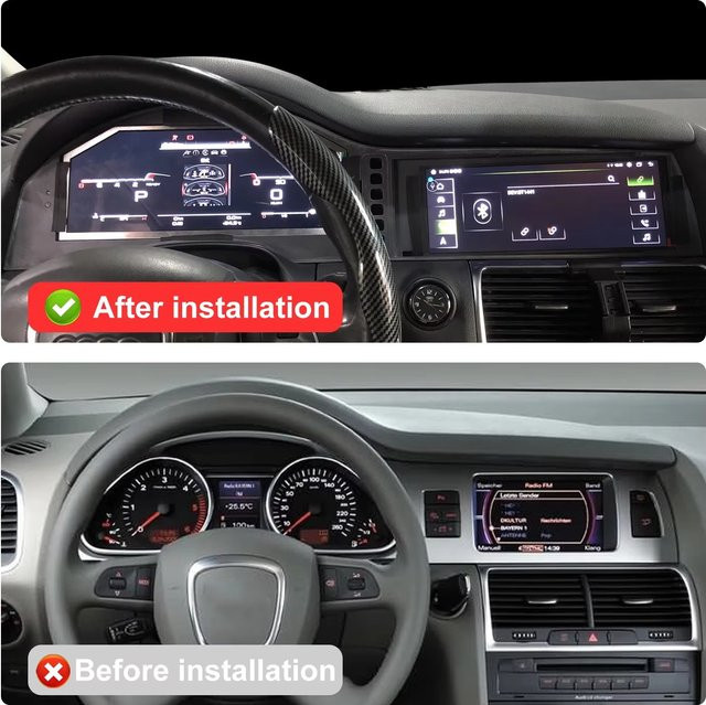 YANFU Digitales Kombiinstrument für Audi Q7 4L (2005-2015) mit Android Auto, kabellosem CarPlay und GPS-Navigation in Schwarz - Bild 1