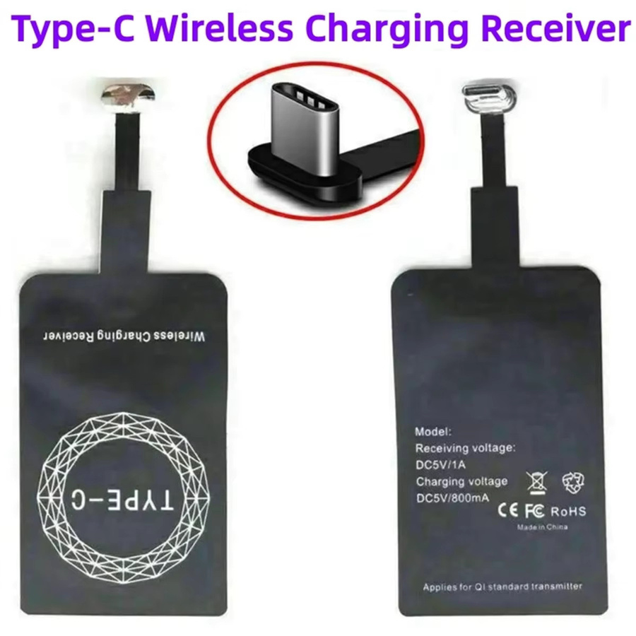 USB-C Wireless Charging Receiver Black Schneller kabelloser Ladeadapter für Typ-C Geräte - Bild 2