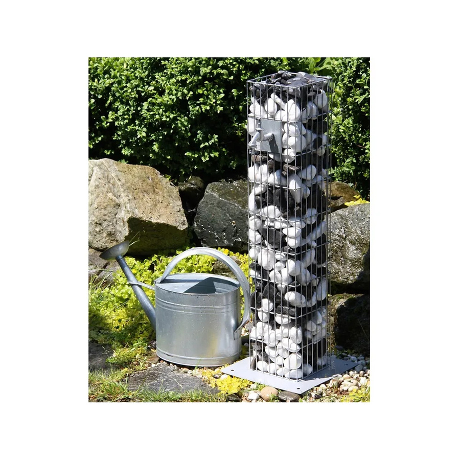 Bellissa Gabionen-Wasserzapfsäule quadratisch in Grau aus Zink-Aluminium, Höhe: 90 cm - Bild 2
