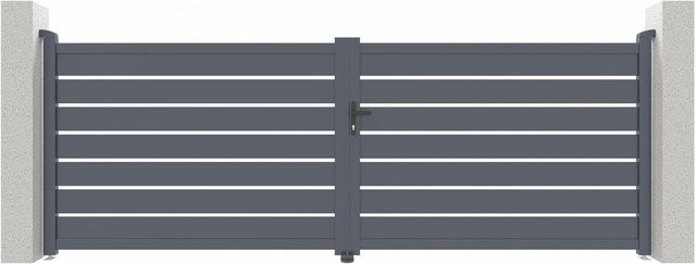 Casanoov Elektrisches Flügeltor Vogel in Grau aus Aluminium mit Drehtorantrieb Ranger B150, B/H: 400 x 140 cm - Bild 1