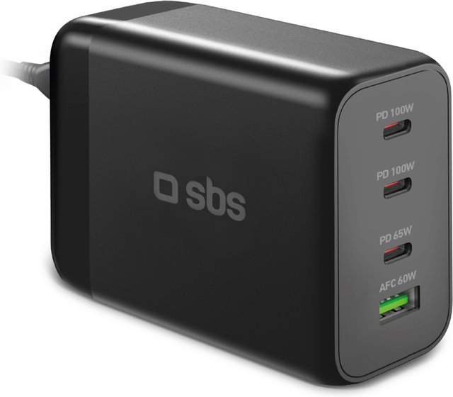 SBS GaN-Ladestation mit 200 Watt in Schwarz mit USB-C und USB-A Anschlüssen - Bild 1