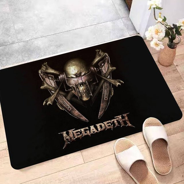 Badematte Megadeth Rock Band Design in Schwarz, rutschfest und aus Polyester, B/T: 60 x 40 cm - Bild 1