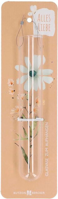 Glasvase Alles Liebe von Butzon und Bercker, transparent, Höhe: 15,0 cm, Durchmesser: 3,0 cm - Bild 1