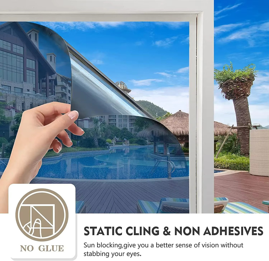 AFDB Einweg-Spiegelfolie für Fenster in Blau und Silber als Sichtschutz, Sonnenschutz und UV-Schutz zur Wärmeregulierung - Bild 3