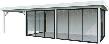 PALMAKO Pavillon Lenna aus Fichtenholz in Weiss mit Pultdach B/T/H: 916 x 340 x 245 cm - Bild 1