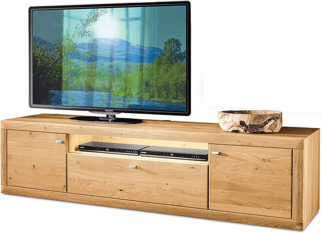 Lowboard ANCONA aus Massivholz Wildeiche in Braun, modern und soft gebürstet - Bild 1
