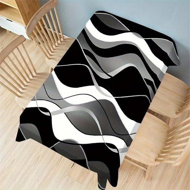 Moderne und abstrakte Tischdecke von JMG Household Supplies aus Polyester mit Wellenmuster in Mehrfarbig, Rechteckig, Breite: 100 cm, Länge: 145 cm - Bild 1