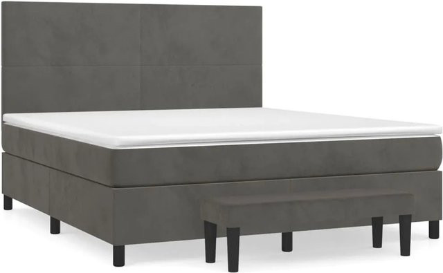 vidaXL Boxspringbett mit Matratze Hybrid-Design aus Samt in Dunkelgrau B: 180 cm, T: 200 cm, H: 203 cm - Bild 1