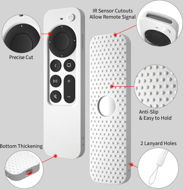 Silikon-Schutzhülle im Fensterdesign für Apple TV 4K 2. Generation Siri Remote in Rot oder Weiß - Bild 1