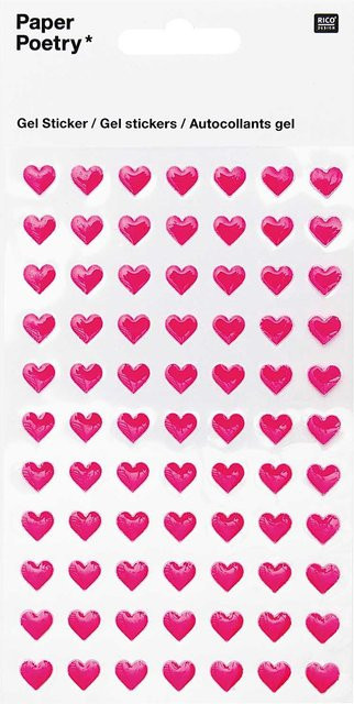 Rico Design Paper Poetry Gelsticker Herzen klein in Neonpink - Bild 1