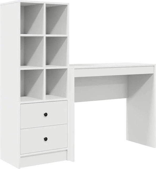 vidaXL Schreibtisch und Hochboard Set in Weiß mit minimalistischem Design für dein Büro - Bild 1