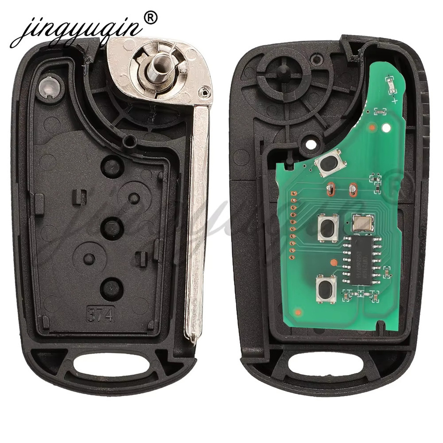 Jingyuqin Auto Schlüssel Fernbedienung Fob für Hyundai i30 und Azera, 433 MHz ASK ID46 Flip Key, Schwarz, Teilenummer 95430-2L600/2L650 - Bild 5