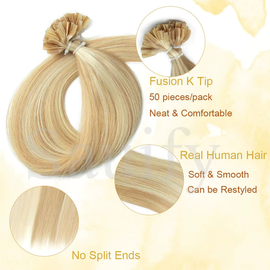 isheeny Echthaar-Extensions Keratin-Spitzen, Schwarz Braun, 50 Stück - Bild 4