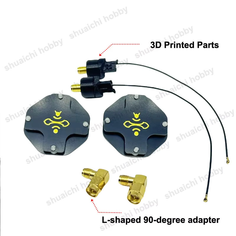 DJI N3 FPV Brille Antennen-Set mit 11dBi und 8,5 dBi Gain Antennen für 5,8 GHz zur Signalverbesserung inklusive SMA Adapter Kabel in Schwarz - Bild 2