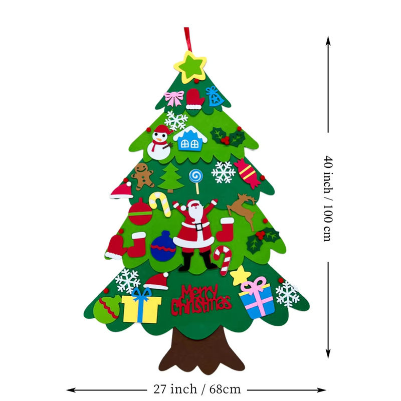 DIY Filz Weihnachtsbaum als Hängeornament für Kinder in Grün mit Schneemann-Motiv - Bild 2