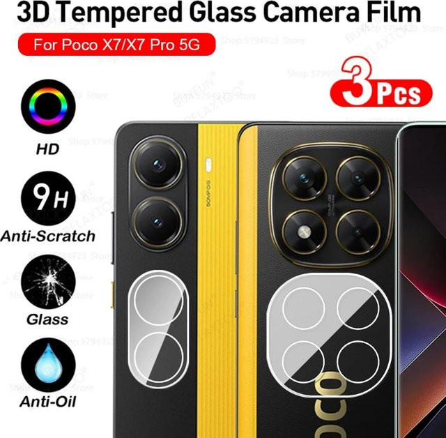 3er-Set Kameraschutzfolie aus gehärtetem Glas für Xiaomi Poco X7 Pro 5G, transparent - Bild 1