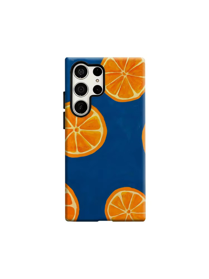 Stoßfeste Doppelschicht Handyhülle mit Königsblau-Orange-Scheiben-Print für Samsung Galaxy S25 Ultra, S24 und S23 Ultra Plus - Bild 6