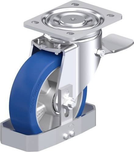 Blickle Stahlblech-Lenkrolle LH-ALBS 160K-ST-FS in Silber und Blau mit 160 mm Rad-Durchmesser und einer Tragfähigkeit von max. 580 kg - Bild 1