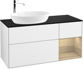 V&B Waschtischunterschrank Finion in Weiß lackiert mit Eichenregal, Breite: 120 cm, Tiefe: 50,1 cm, Höhe: 50,1 cm - Bild 1