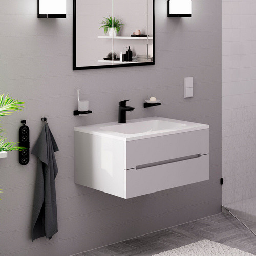 Hansgrohe Einhebel-Waschtischmischer Logis 100 CoolStart in Matt-Schwarz mit Pop-up-Abfluss, Höhe: 164 mm, Breite: 48 mm - Bild 2