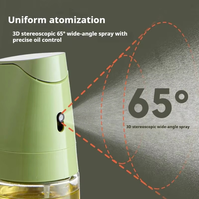 XMSJ 2-in-1 Ölsprühflasche aus Borosilikatglas mit Ölspender und Sprühfunktion, 500 ml, transparent und grün - Bild 2