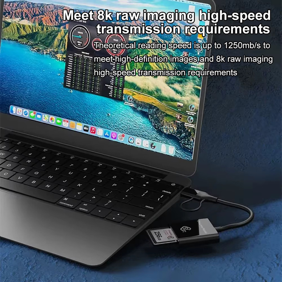Kebidumei CFexpress Typ B Kartenleser und Writer mit 10 Gbit/s USB 3.2 Gen2 USB-C Anschluss in Schwarz - Bild 4