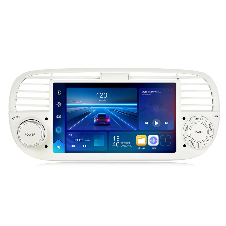 XFY Android 14 Autoradio mit Wireless CarPlay für FIAT 500 Abarth 2007 bis 2015, 2Din Multimedia-Bildschirm mit GPS, Bluetooth und Wi-Fi in Schwarz und Silber - Bild 6