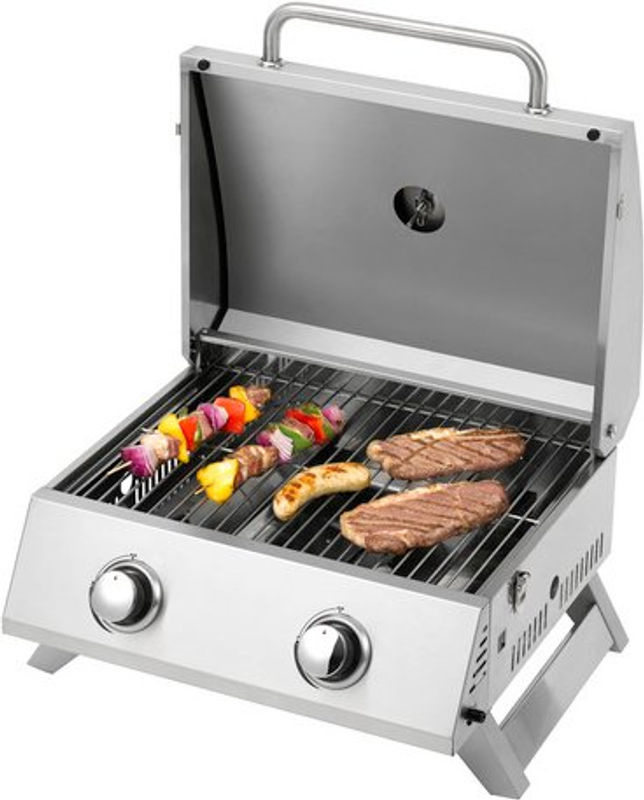 Tepro Tischgasgrill Chicago in Edelstahl und Schwarz mit 2 Brennern und Thermometer - Bild 3