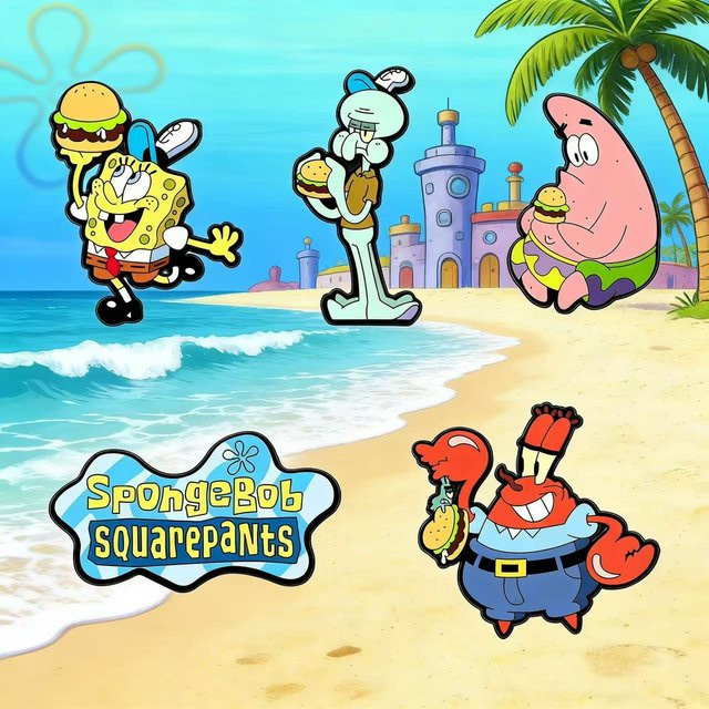Potdemiel Schmuckset, 5 Stück SpongeBob Emaille-Broschen, Metall, Bunt - Bild 1