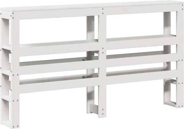 vidaXL Kopfteil aus Massivholz Kiefer mit integrierten Ablagen, Weiß, Breite: 146 cm, Höhe: 82 cm, Tiefe: 19 cm - Bild 1