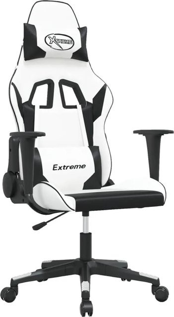 vidaXL Gaming-Stuhl Modell 10 in Weiß und Schwarz aus Kunstleder mit Armlehnen und Kopfstütze - Bild 1