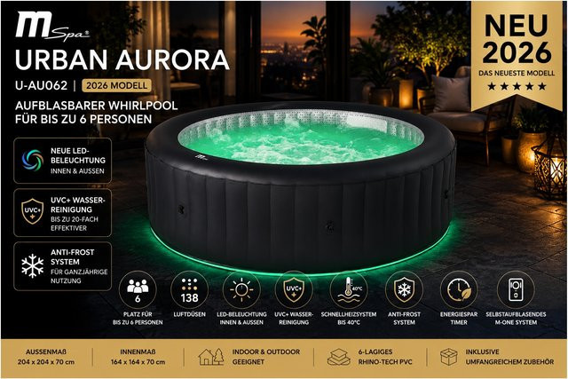 MSpa Whirlpool Urban AURORA 2026 U-AU062 aufblasbarer runder Pool für 6 Personen für Outdoor und Indoor - Bild 1