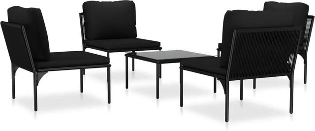 vidaXL 5-tlg Garten-Lounge-Set in Schwarz und Anthrazit mit Polstern aus UV-beständigem Polyester und pulverbeschichtetem Stahlrahmen - Bild 1