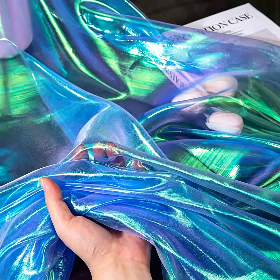 Findohope Meerjungfrau Tüll Organza Stoff in Blau und Multicolour für Hochzeitsdekoration und DIY-Projekte, Breite: 150 cm, Länge: 1 m - Bild 2
