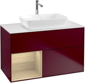 V&B Waschtischunterschrank Finion 100 mit Wandbeleuchtung in Eichenoptik, Breite: 100 cm, Tiefe: 50,1 cm, Höhe: 50,1 cm - Bild 1