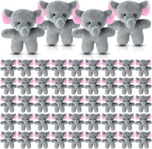 Binchi Fitness Mini Elefant Plüschtiere, Schlüsselanhänger, 30-teiliges Set, Grau - Bild 1