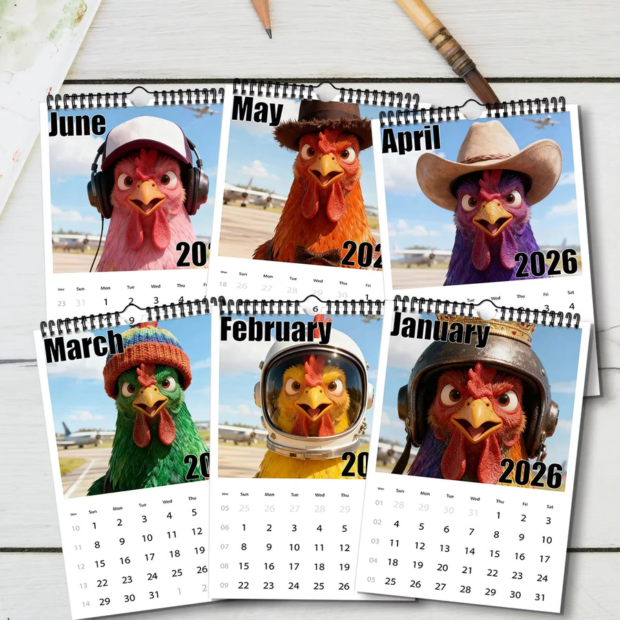 Wandkalender 2026 mit kreativem Hahnmotiv in Multicolor - Bild 5