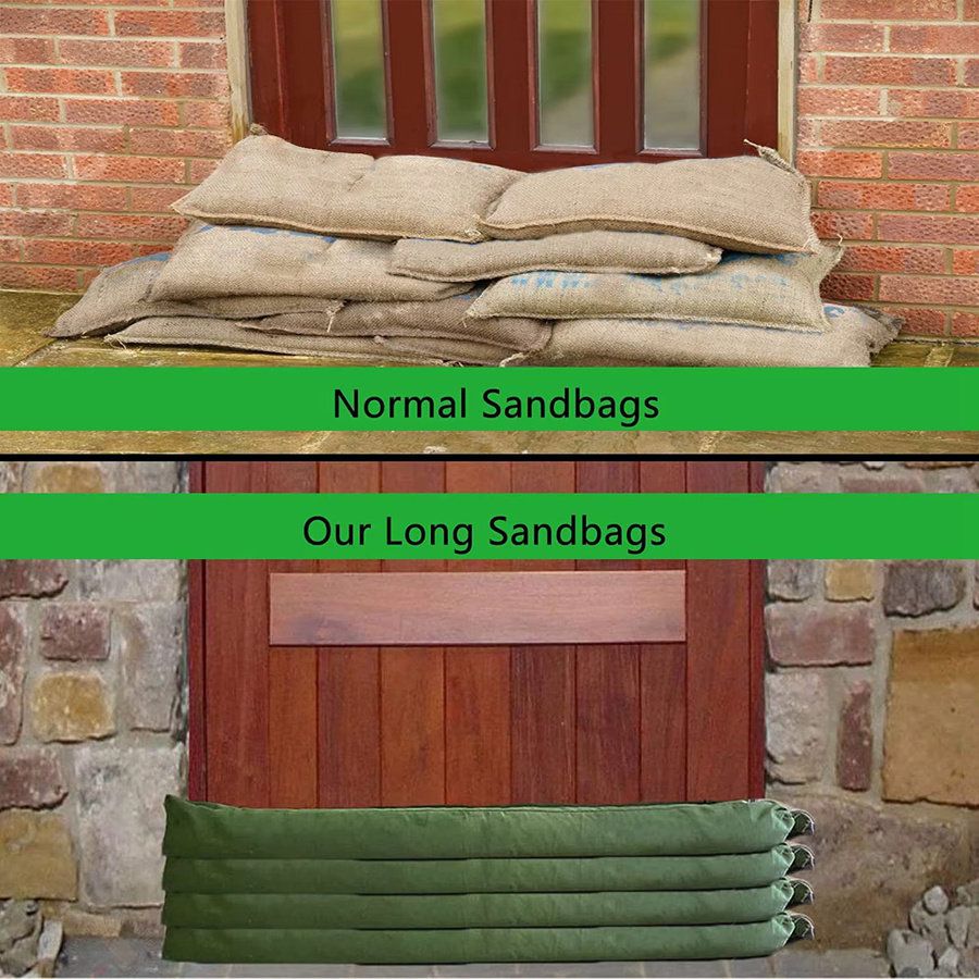 Grüner Hochwasserschutz-Sandsack als lange Überschwemmungs-Wasserbarriere für den Regenschutz deiner Haustür, Breite: 120 cm - Bild 3