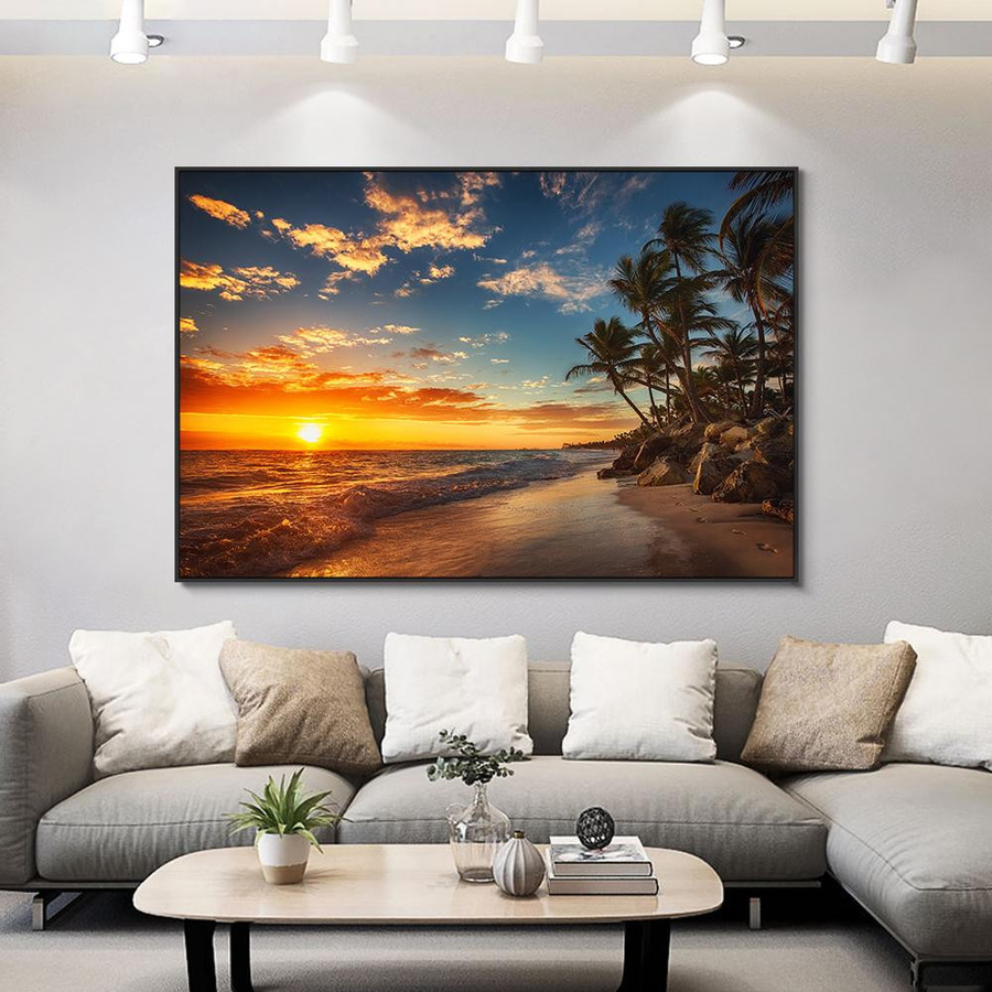 iaidegou-10 Moderne Landschaft Leinwand Kunst Wandbild Strand und Sonnenaufgang Multicolor B: 70 cm, H: 120 cm - Bild 4