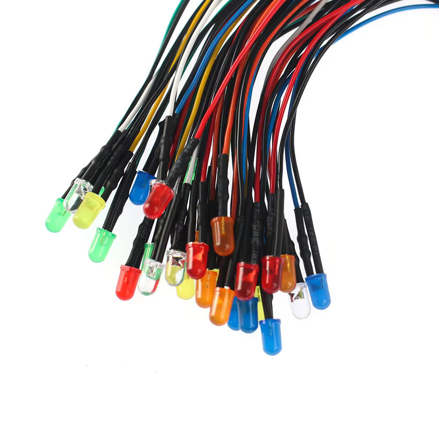 25er Set vorverdrahtete 12V 5mm LED Dioden in 5 Farben Weiß, Rot, Grün, Blau und Gelb mit 20 cm Kabellänge - Bild 2