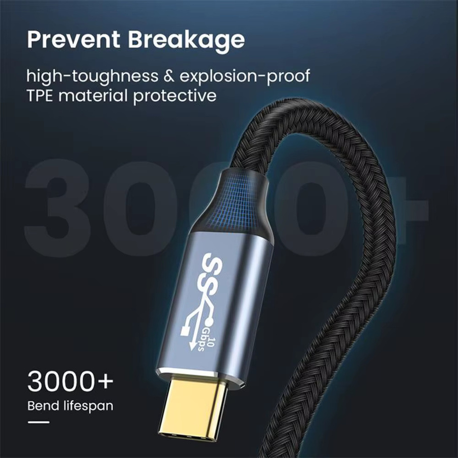 MIIQNUS USB-C Verlängerungskabel mit 100W PD Schnellladefunktion, USB 3.1 Gen 2 Datenleitung mit 10 Gbit/s und 4K @ 60Hz Videoübertragung, Schwarz - Bild 3