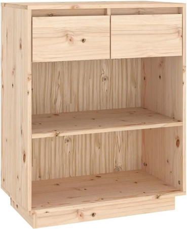 vidaXL Beistellschrank aus Massivholz Kiefer in Natur/Braun, rustikales Design, B/T/H: 60 x 34 x 75 cm